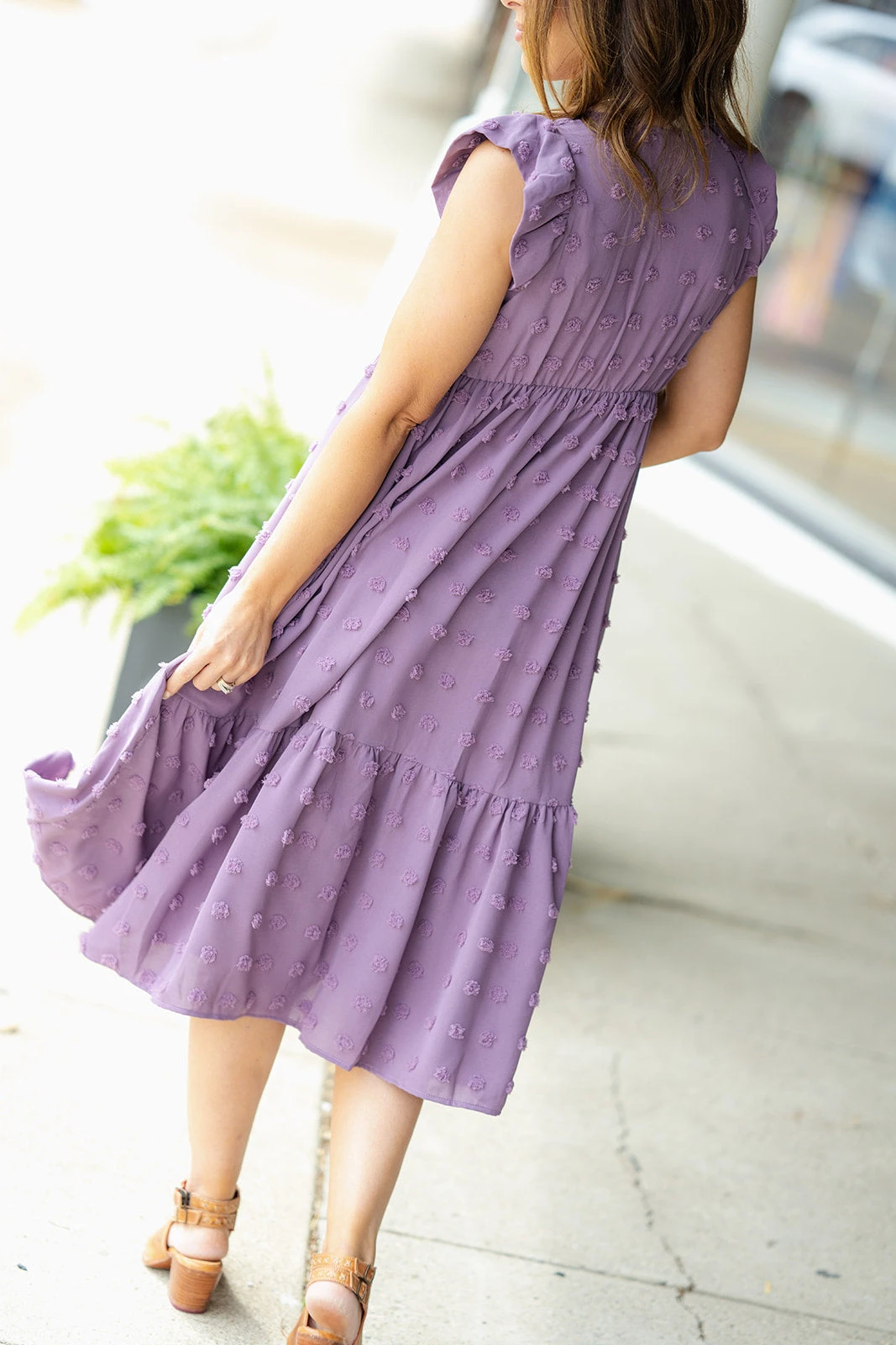 Monochrome Dot Ruffle Bottom Midi Dress 1 Monochrome Dot Ruffle Bottom Midi Dress