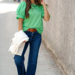 Puffed Blouse Sleeve Tee -Women's Clothing Store DSC 1351