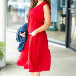 Monochrome Dot Ruffle Bottom Midi Dress 32 Monochrome Dot Ruffle Bottom Midi Dress -Women's Clothing Store DSC 1370