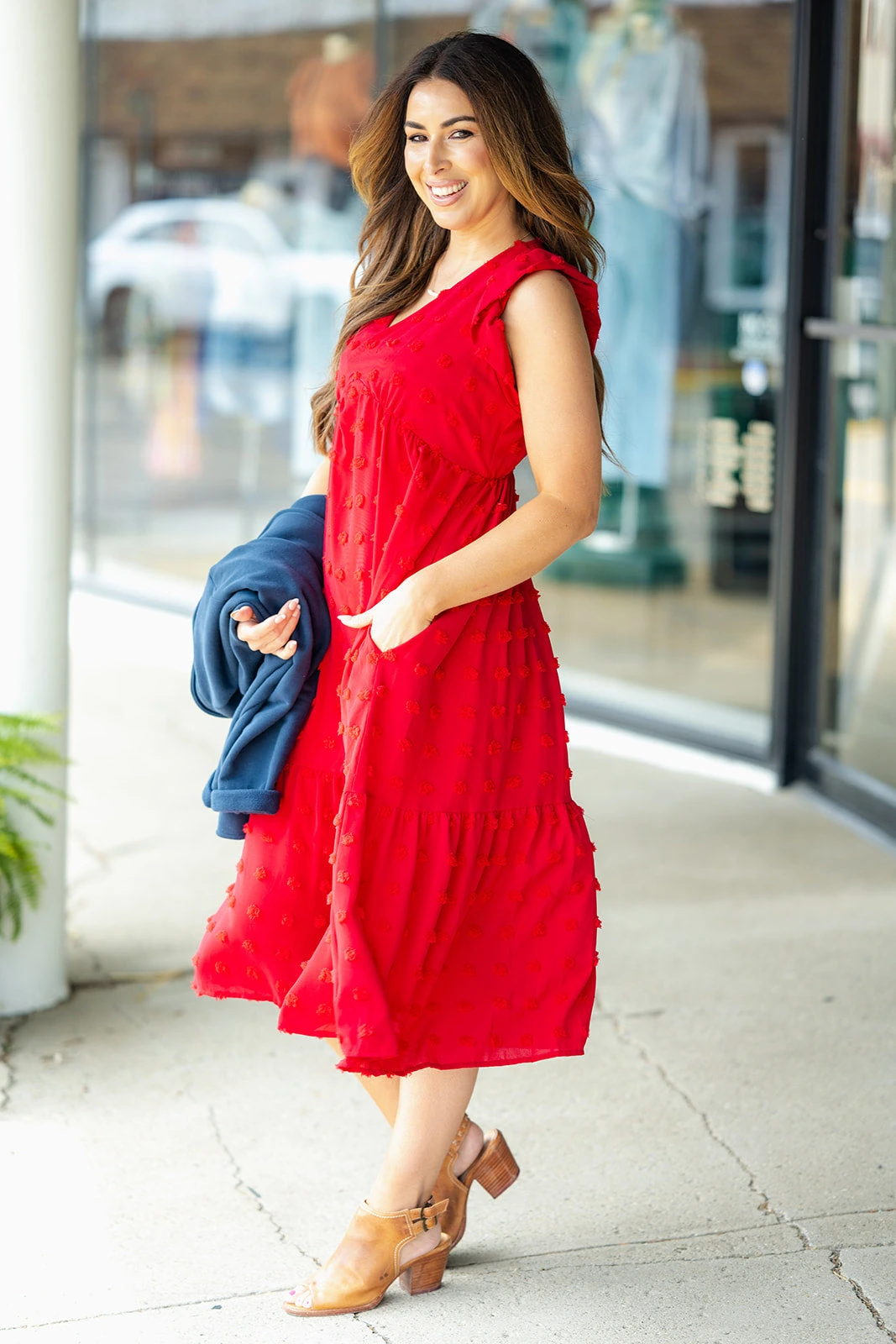 Monochrome Dot Ruffle Bottom Midi Dress 13 Monochrome Dot Ruffle Bottom Midi Dress - Image 13