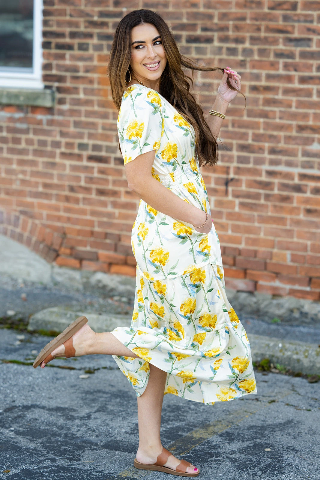 Magnolias Cap Sleeve Midi Dress 2 Magnolias Cap Sleeve Midi Dress - Image 2