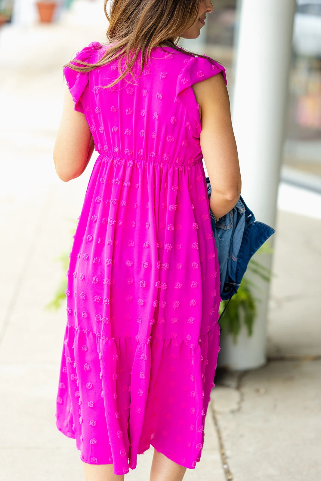 Monochrome Dot Ruffle Bottom Midi Dress 19 Monochrome Dot Ruffle Bottom Midi Dress - Image 19