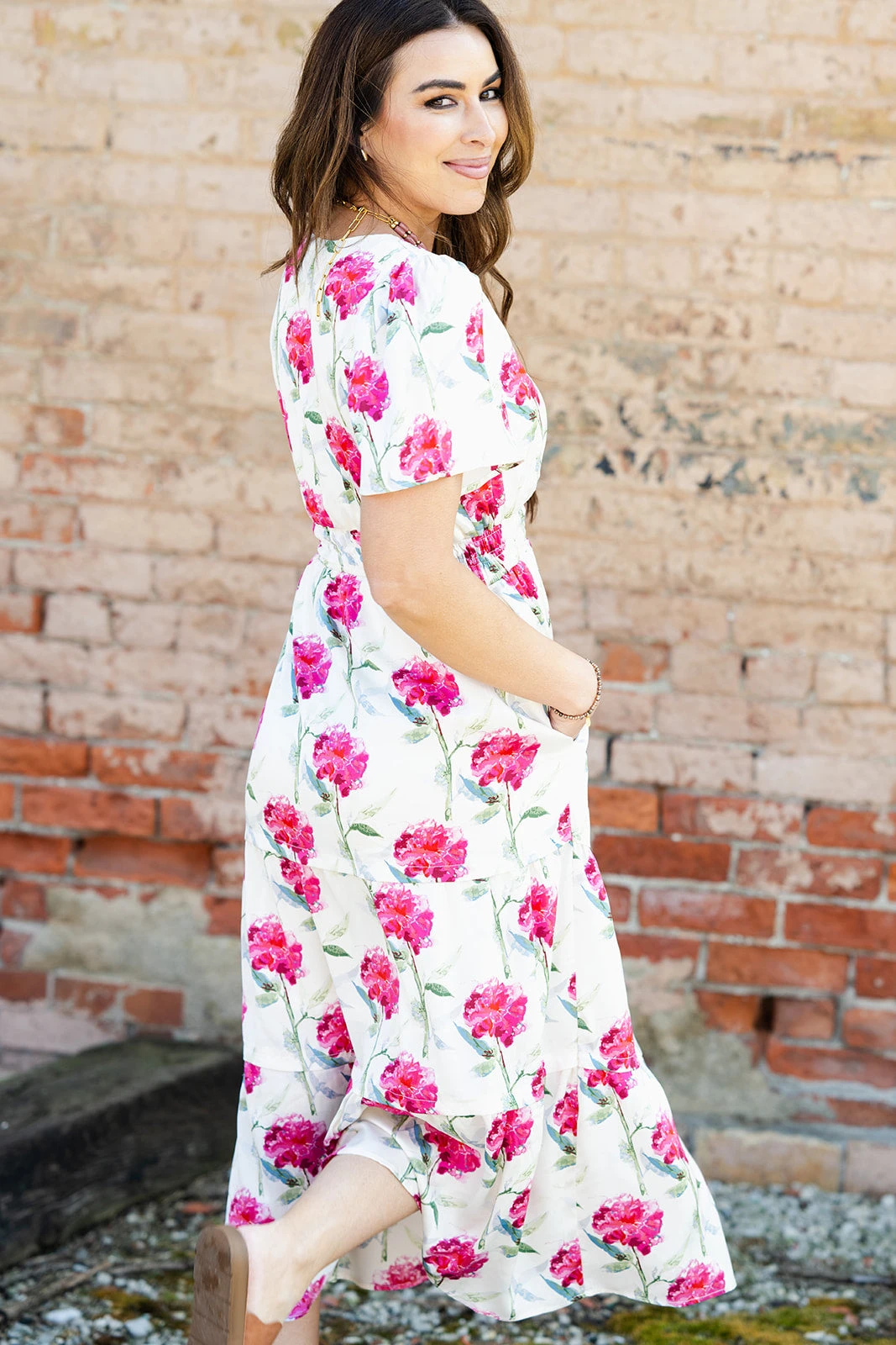 Magnolias Cap Sleeve Midi Dress 8 Magnolias Cap Sleeve Midi Dress - Image 8