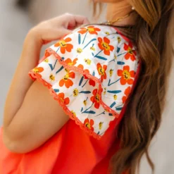 Blooms Dual Flutter Sleeve Solid Body Blouse -Women's Clothing Store DSC 1556