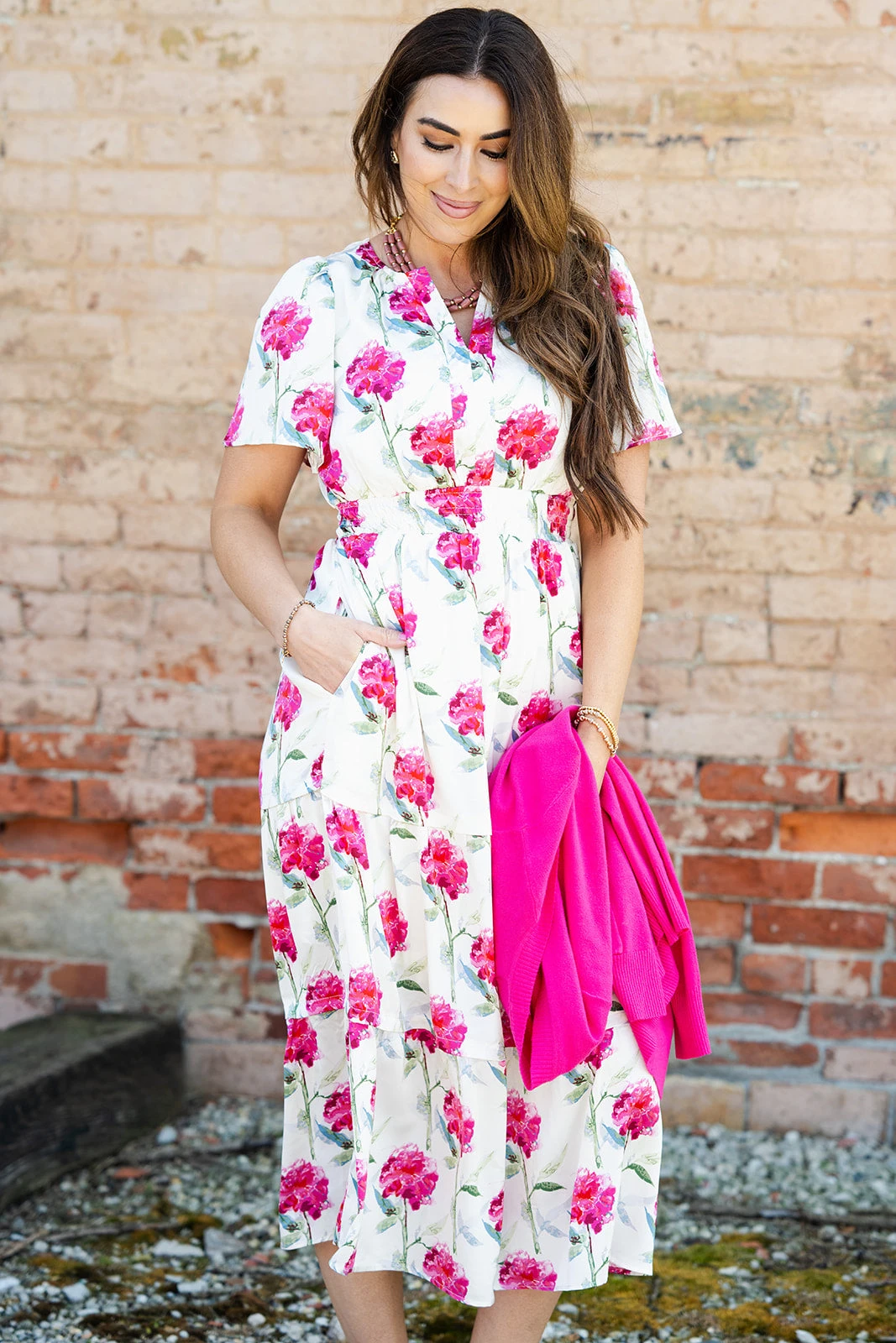 Magnolias Cap Sleeve Midi Dress 1 Magnolias Cap Sleeve Midi Dress