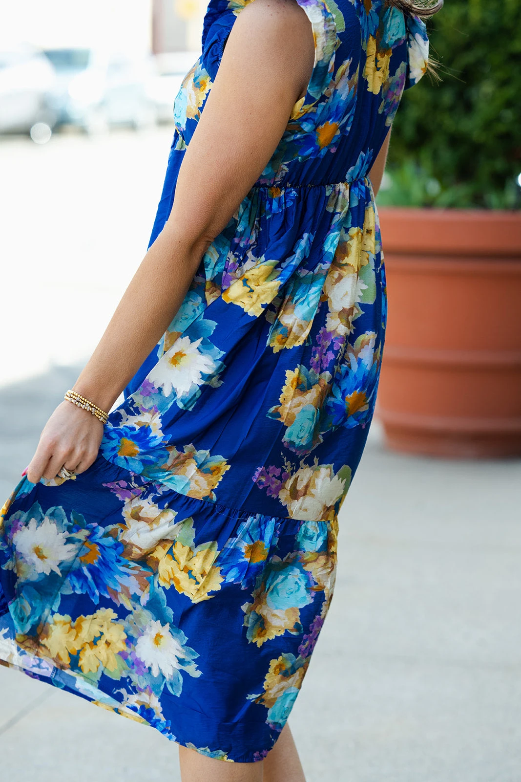 Fancy Floral Flutter Trim Midi Dress 9 Fancy Floral Flutter Trim Midi Dress - Image 9