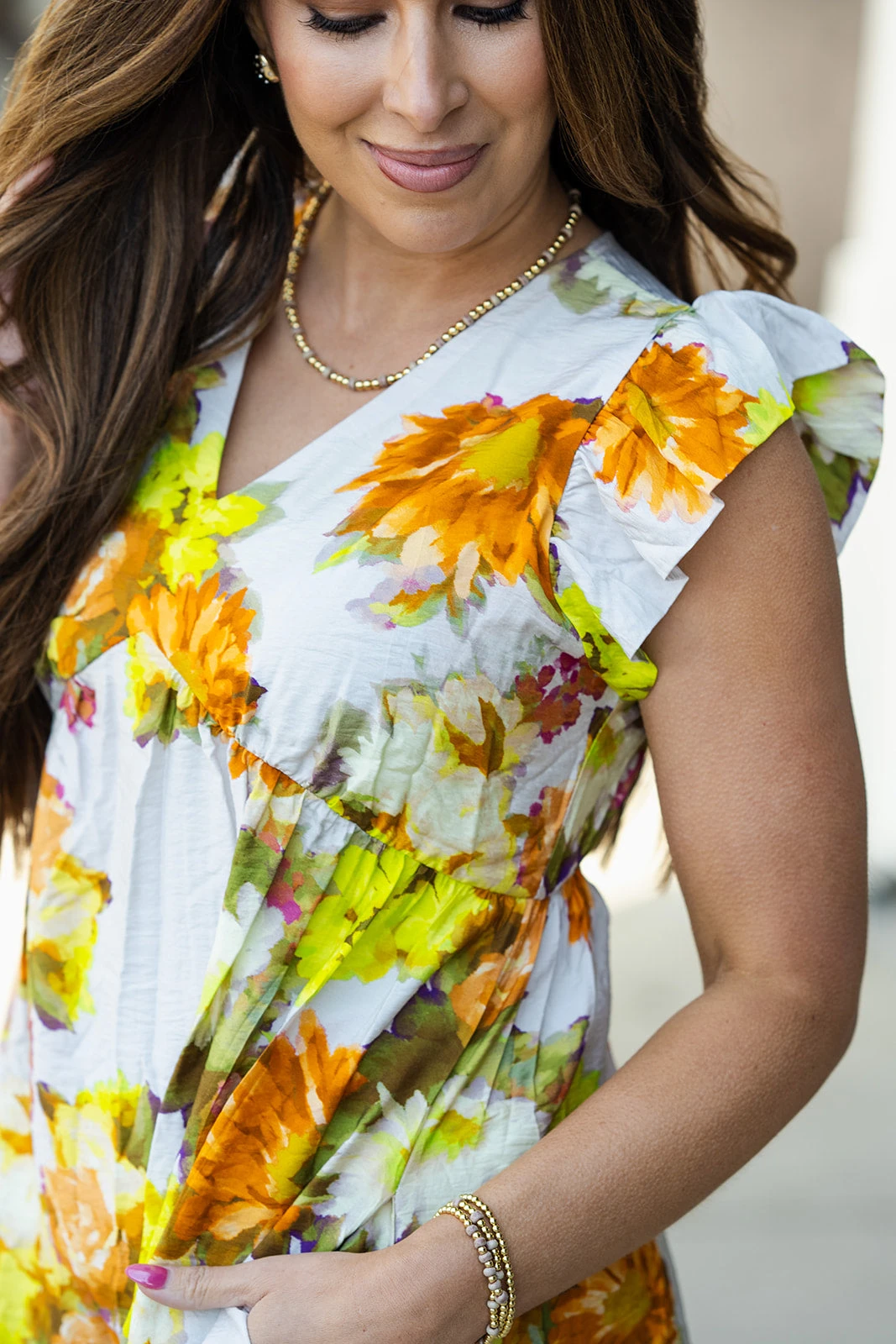 Fancy Floral Flutter Trim Midi Dress 12 Fancy Floral Flutter Trim Midi Dress - Image 12