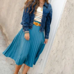 Elevated Accordion Midi Skirt -Women's Clothing Store DSC 1859