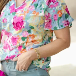 Watercolor Roses Cap Sleeve Blouse -Women's Clothing Store DSC 1948 a4302596 cb08 4d13 9859 99b3627be1ca