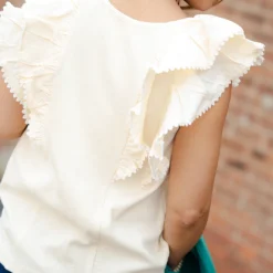 Eyelet Trimmed Double Flutter Blouse -Women's Clothing Store DSC 2214 b822645c e4d0 4dc4 94eb e541caea38d0