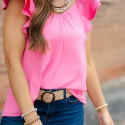 Ribbed Body Butterfly Trimmed Tank -Women's Clothing Store DSC 2227