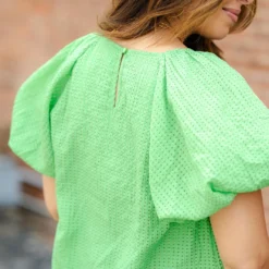 Woven Puff Sleeve Blouse -Women's Clothing Store DSC 2290