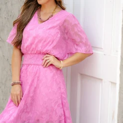 Subtle Floral Midi Dress -Women's Clothing Store DSC 2459