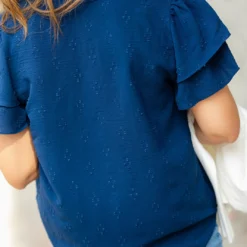 Stitched Dots Dual Flutter Tie Blouse -Women's Clothing Store DSC 2548