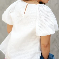 Woven Puff Sleeve Blouse -Women's Clothing Store DSC 2676