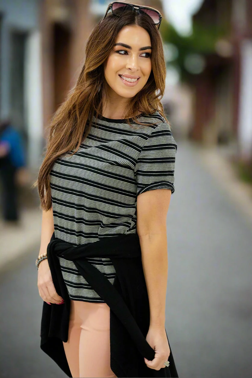 Blocked Stripes Solid Trim Tee 20 Blocked Stripes Solid Trim Tee - Image 20