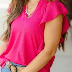 Subtle Stripes Butterfly Trimmed Tee 7 Subtle Stripes Butterfly Trimmed Tee -Women's Clothing Store DSC 2812