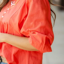 Button Top Peasant Blouse -Women's Clothing Store DSC 2842