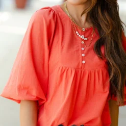 Button Top Peasant Blouse -Women's Clothing Store DSC 2855