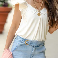 Ribbed Body Butterfly Trimmed Tank -Women's Clothing Store DSC 2874