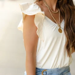 Ribbed Body Butterfly Trimmed Tank -Women's Clothing Store DSC 2875