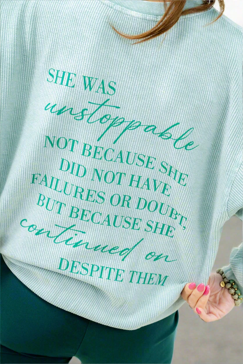 She Was Unstoppable Ribbed Graphic Crewneck 2 She Was Unstoppable Ribbed Graphic Crewneck - Image 2