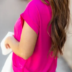 Tie Back Ribbed Tee -Women's Clothing Store DSC 3094