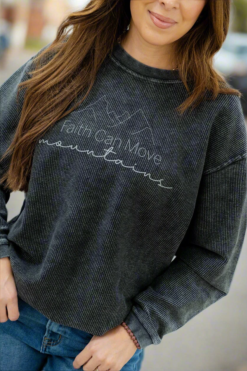 Faith Can Move Mountains Ribbed Graphic Crewneck 1 Faith Can Move Mountains Ribbed Graphic Crewneck