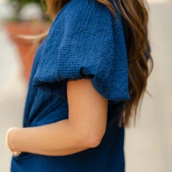 Woven Checkered Puff Sleeve Dress -Women's Clothing Store DSC 3395