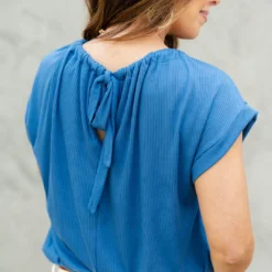 Tie Back Ribbed Tee -Women's Clothing Store DSC 3496