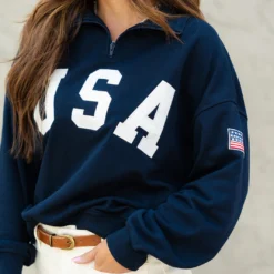 USA Quarter Zip Pullover -Women's Clothing Store DSC 3525