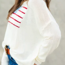 Let Freedom Ring Lightweight Sweater -Women's Clothing Store DSC 3574