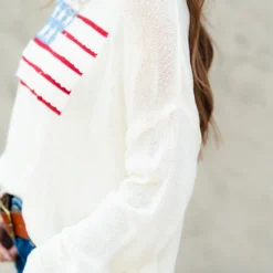 Let Freedom Ring Lightweight Sweater -Women's Clothing Store DSC 3583