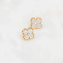 Diamond Dot Quatrefoil Stud Earrings