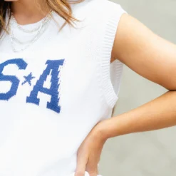 USA Ribbed Trim Knit Tank -Women's Clothing Store DSC 3847