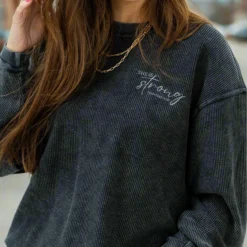 Be Pretty Ribbed Graphic Crewneck -Women's Clothing Store DSC 4168