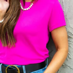 Betsey's So Soft Cuffed Sleeve Basic Tee -Women's Clothing Store DSC 4255