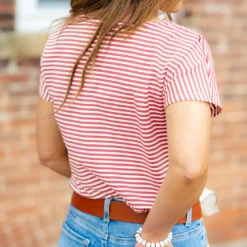 Mixed Stripes V Cut Tee -Women's Clothing Store DSC 4344