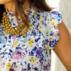 Wildflowers Smocked Top Button Tank -Women's Clothing Store DSC 4596 db464c5a d68c 4548 88e5 fa659eed1503