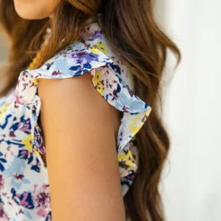 Wildflowers Smocked Top Button Tank -Women's Clothing Store DSC 4598