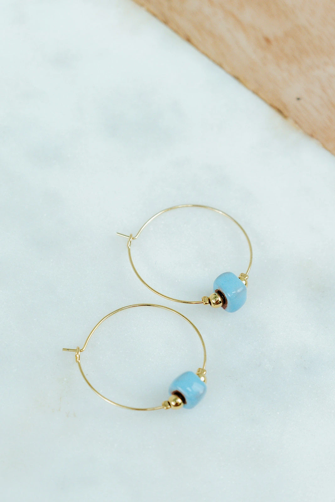 Bel Koz Square Bead Hoop Earring 2 Bel Koz Square Bead Hoop Earring - Image 2