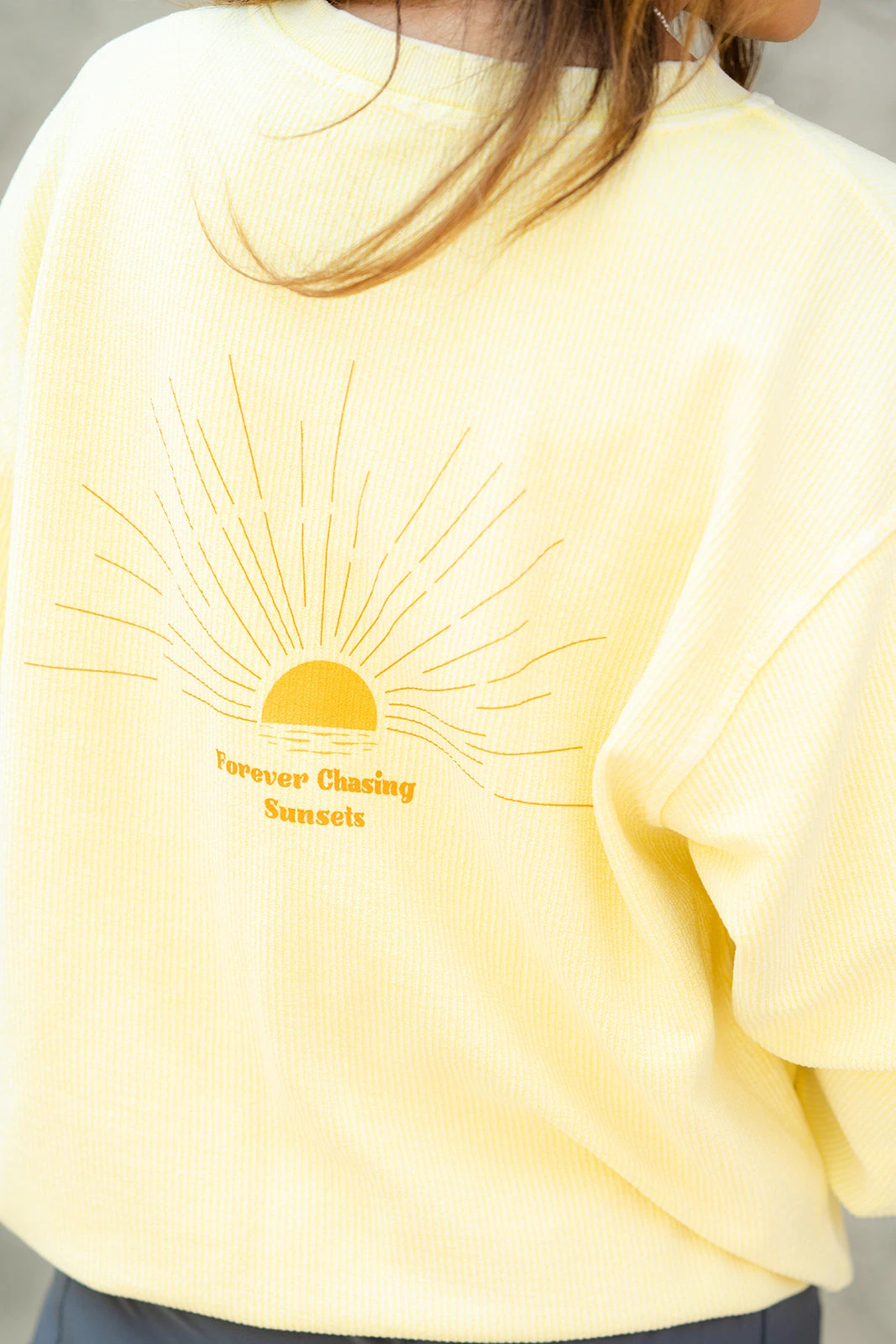 Forever Chasing Sunsets Ribbed Graphic Crewneck 2 Forever Chasing Sunsets Ribbed Graphic Crewneck - Image 2