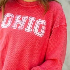 Varsity Ohio Ribbed Graphic Crewneck -Women's Clothing Store DSC 4691