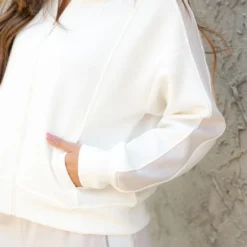 Striped Sleeve Zip Up Jacket -Women's Clothing Store DSC 4763 5dbe5d77 3cbd 4340 8233 c16429eb46e7