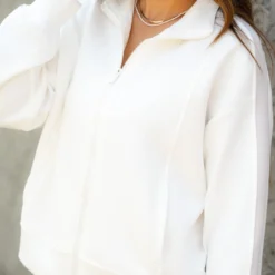 Striped Sleeve Zip Up Jacket