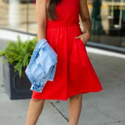 Ribbed Top Faux Layered Tank Dress