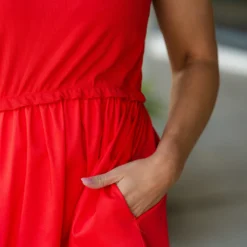 Ribbed Top Faux Layered Tank Dress -Women's Clothing Store DSC 4801