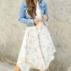 Sketched Floral Butterfly Sleeve Midi Dress 11 Sketched Floral Butterfly Sleeve Midi Dress -Women's Clothing Store DSC 5093