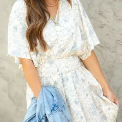 Sketched Floral Butterfly Sleeve Midi Dress 13 Sketched Floral Butterfly Sleeve Midi Dress -Women's Clothing Store DSC 5098