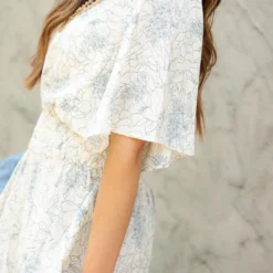 Sketched Floral Butterfly Sleeve Midi Dress 15 Sketched Floral Butterfly Sleeve Midi Dress -Women's Clothing Store DSC 5104